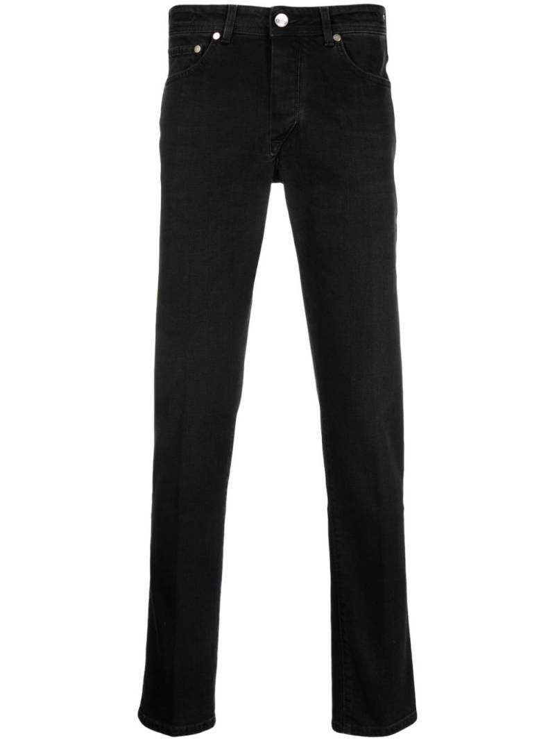 Barba slim-cut logo-patch trousers - Black von Barba