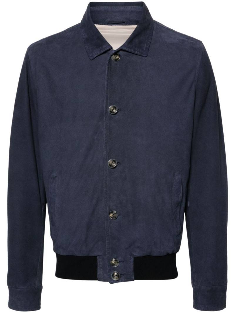 Barba spread-collar suede jacket - Blue von Barba