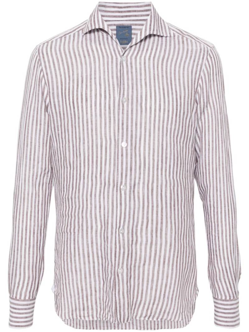 Barba striped classic-collar linen shirt - Brown von Barba