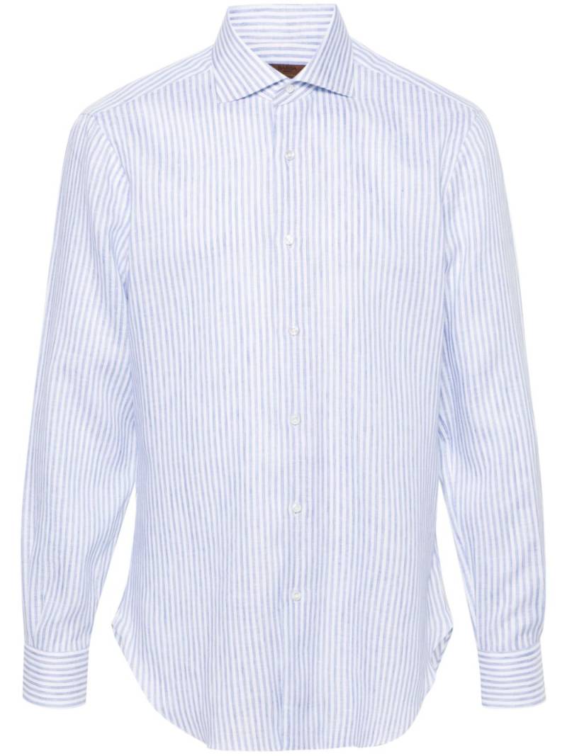 Barba striped linen shirt - Blue von Barba