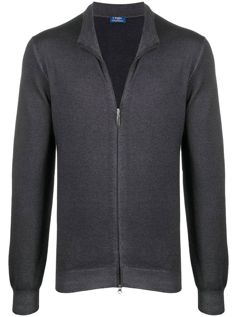 Barba zipped-up virgin wool cardigan - Grey von Barba