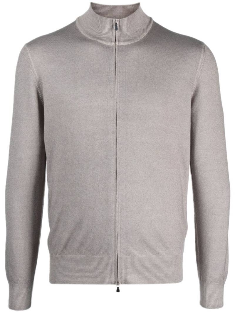 Barba zipped-up virgin wool cardigan - Grey von Barba