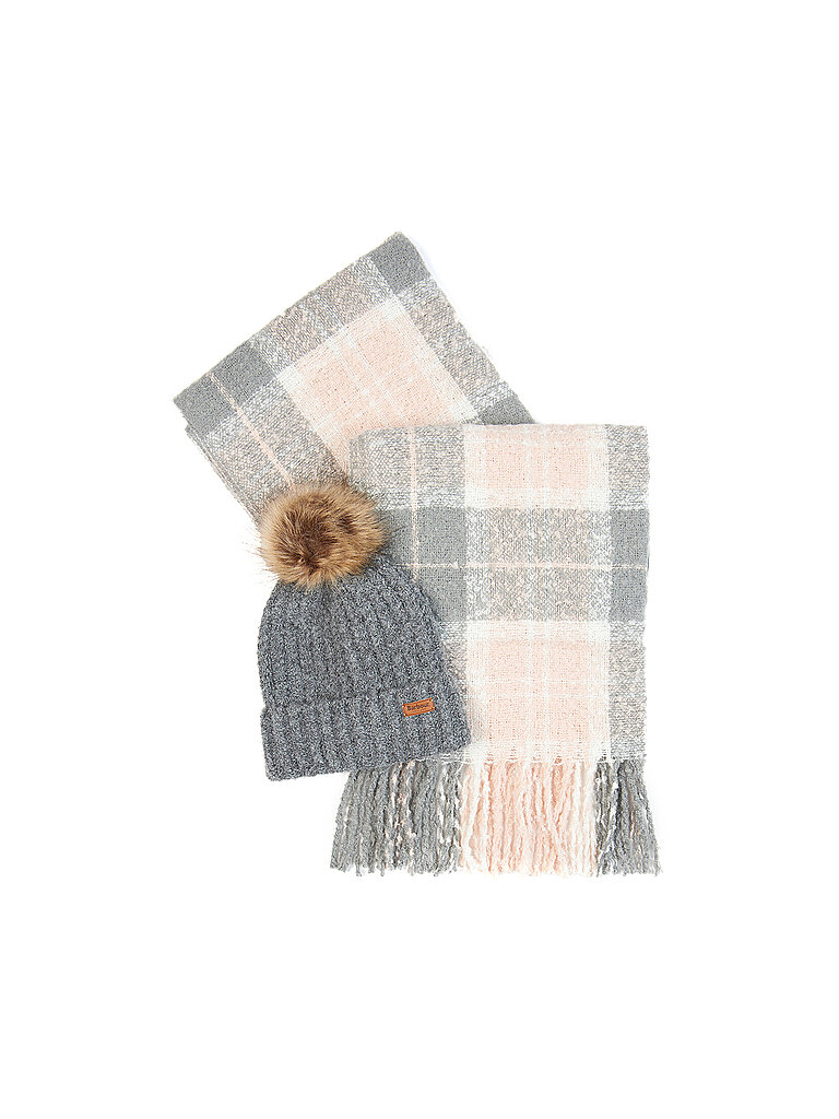 BARBOUR Geschenkset Beanie und Schal SALTBURN grau von Barbour