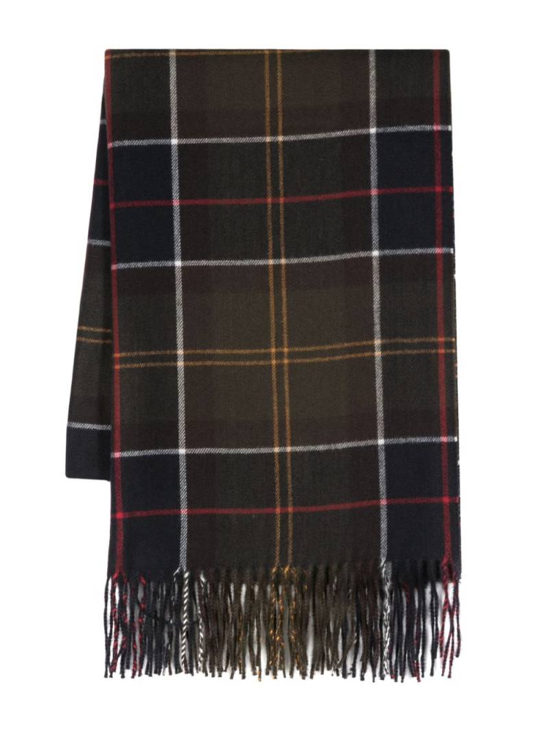 Barbour check-pattern fringed scarf - Green von Barbour