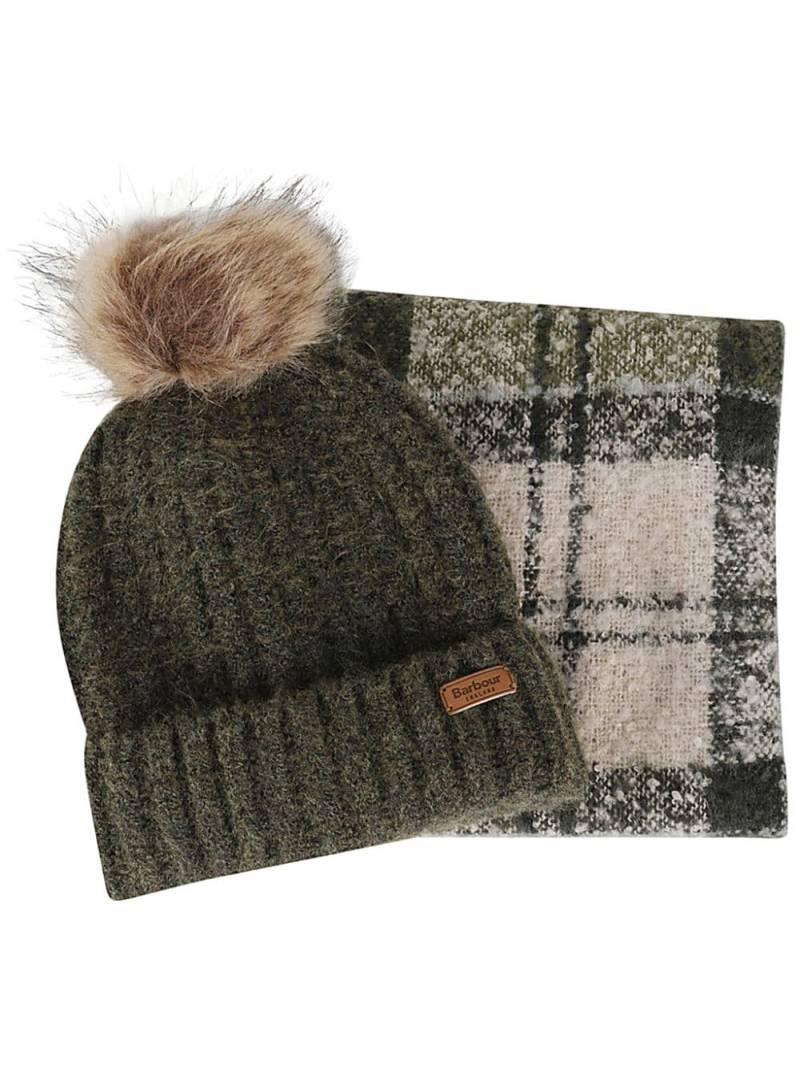 Barbour knitted beanie and scarf set - Green von Barbour