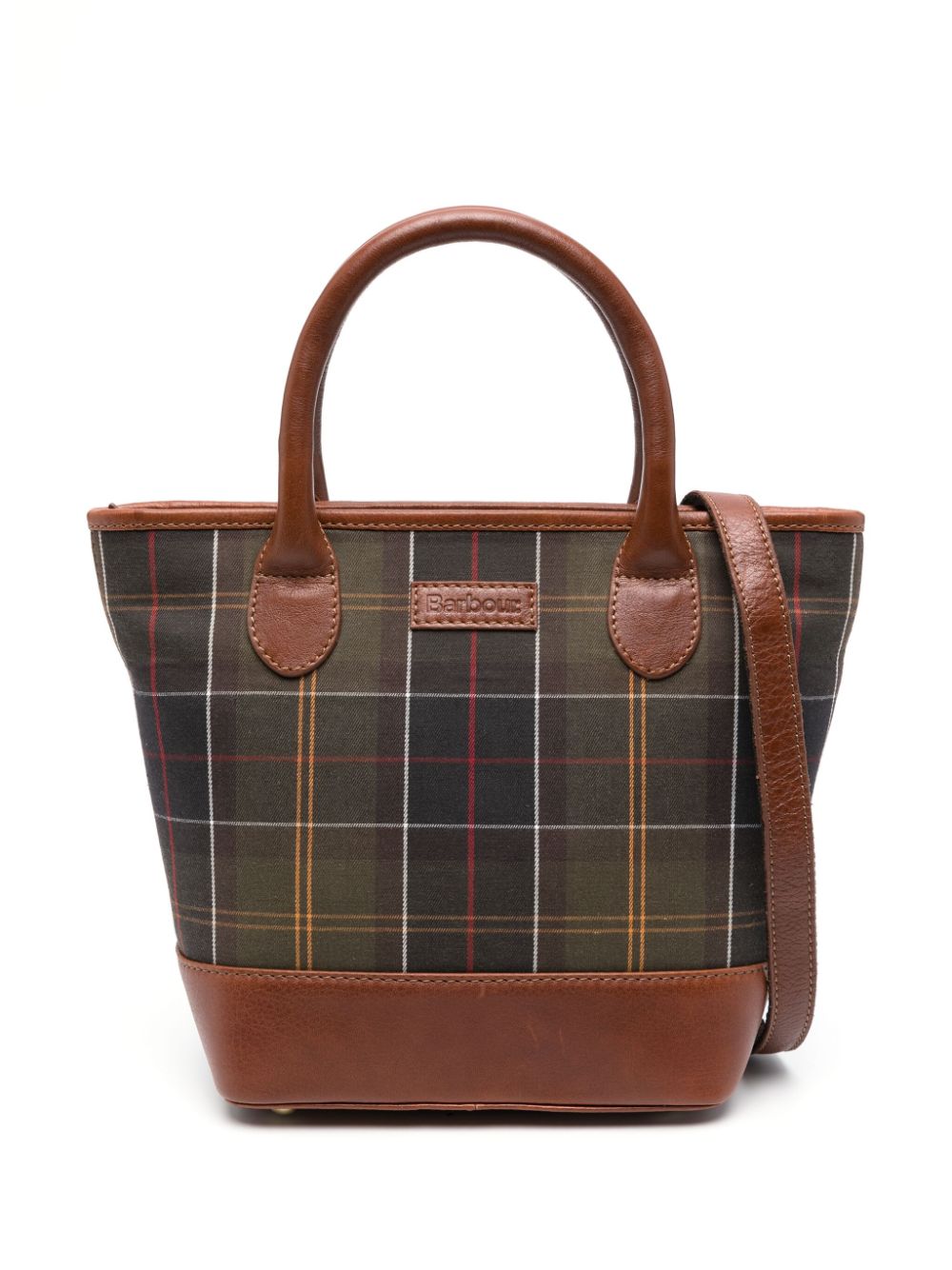 Barbour tartan-check leather tote bag - Brown von Barbour