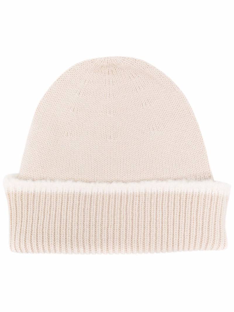 Barrie cashmere ribbed beanie - Neutrals von Barrie