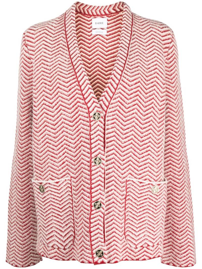 Barrie chevron-knit V-neck cardigan - Red von Barrie