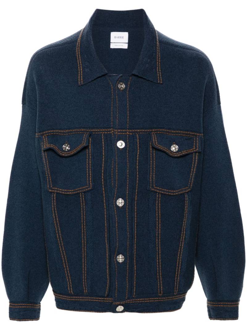 Barrie contrast-stitching knitted shirt jacket - Blue von Barrie