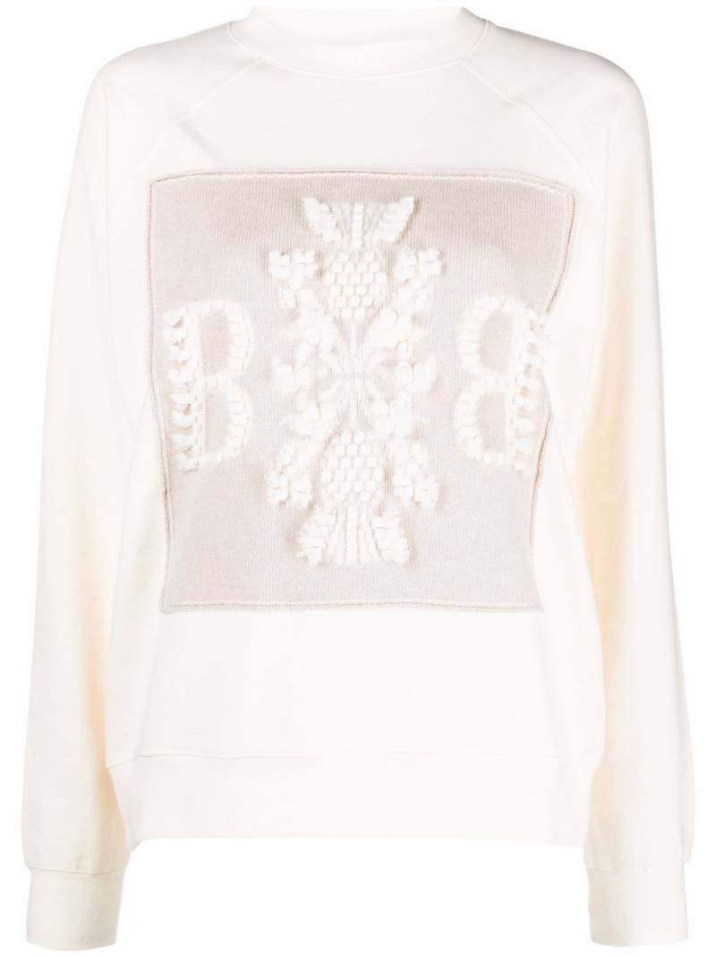 Barrie embroidered panelled sweatshirt - Neutrals von Barrie