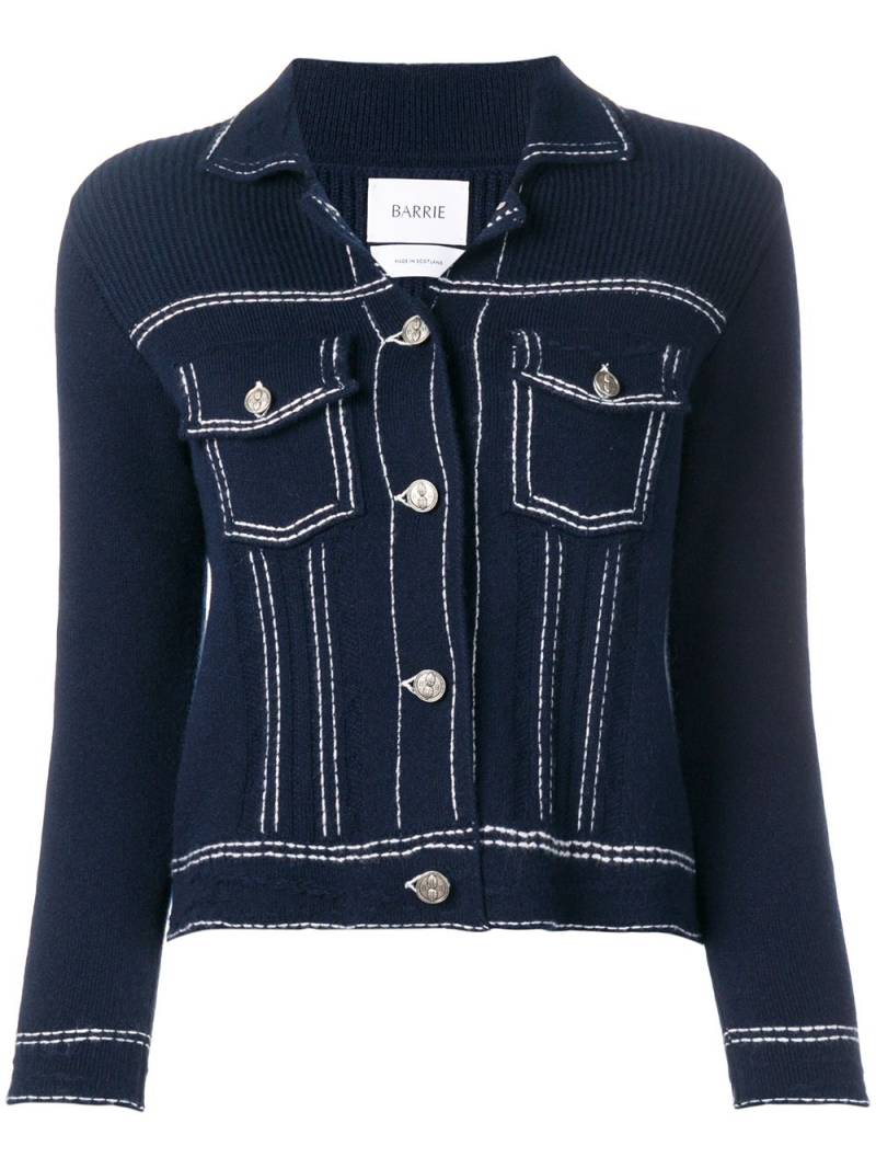 Barrie contrast-stitch knitted jacket - Blue von Barrie