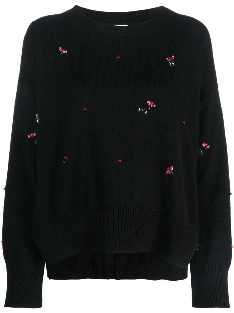 Barrie floral-embroidery cashmere jumper - Black von Barrie