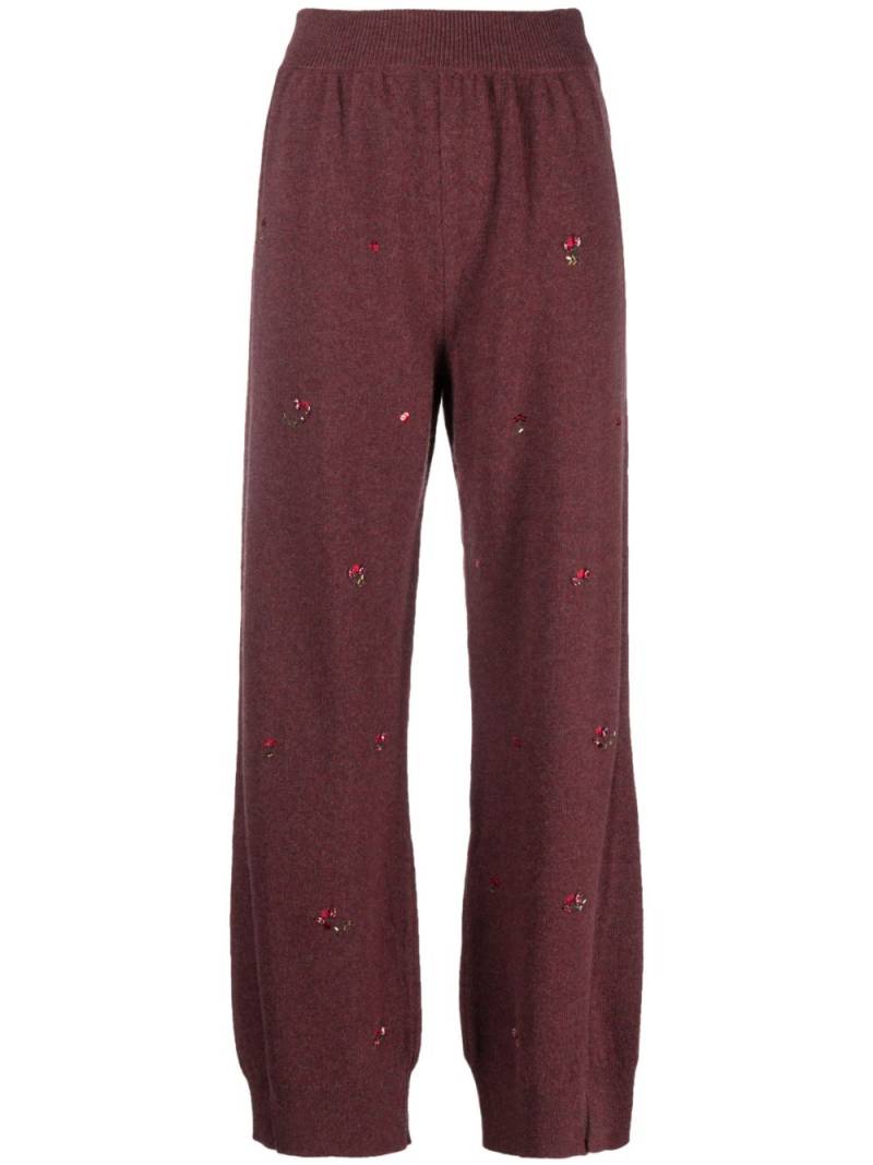 Barrie floral-embroidery cashmere trousers - Red von Barrie