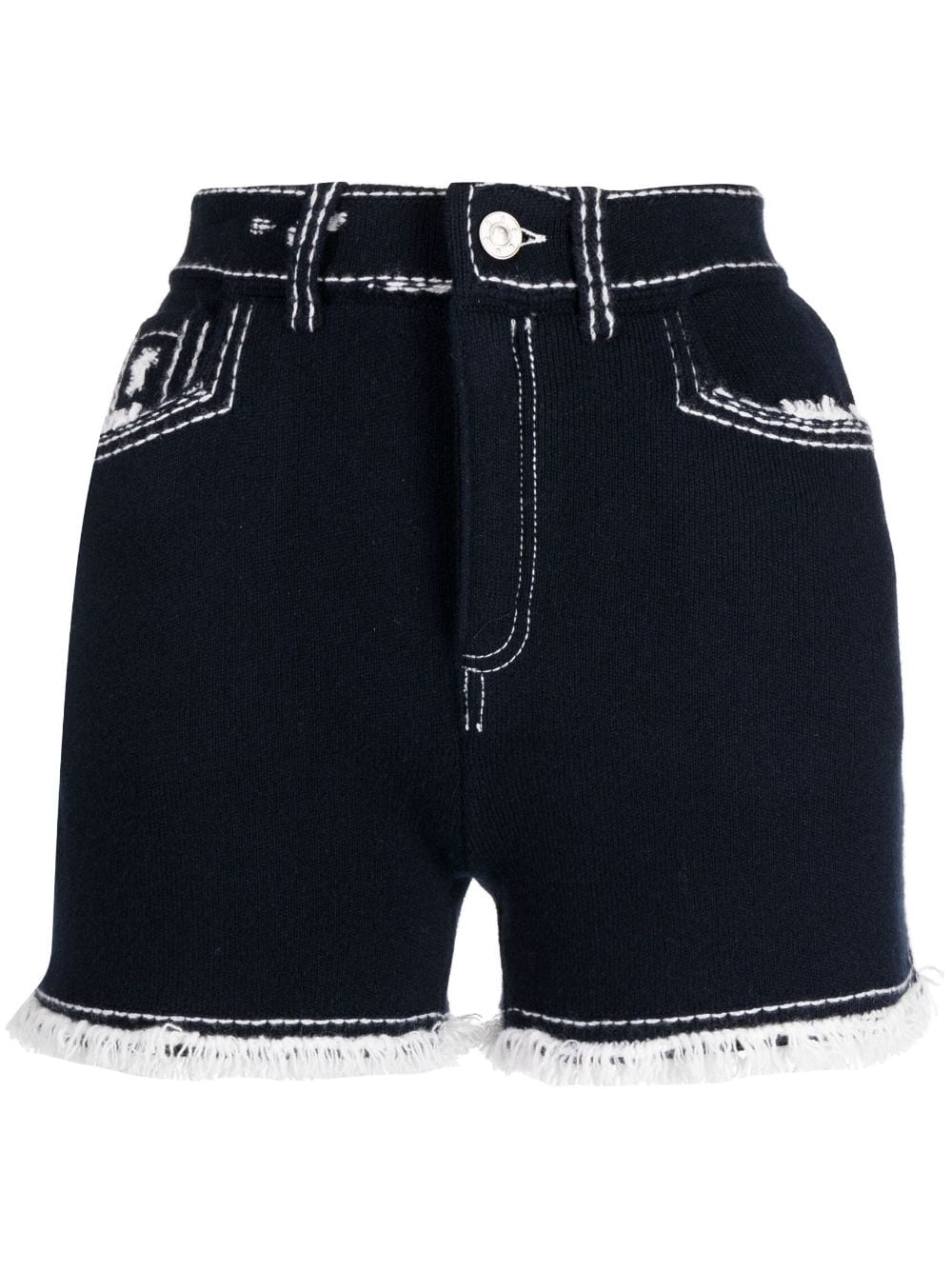 Barrie frayed-detail knitted shorts - Blue von Barrie