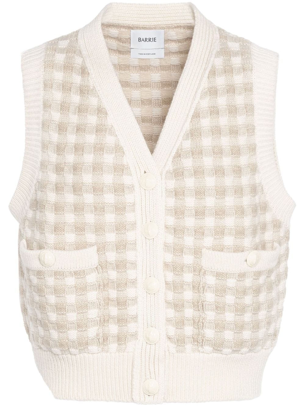 Barrie gingham-pattern cashmere cardigan - White von Barrie