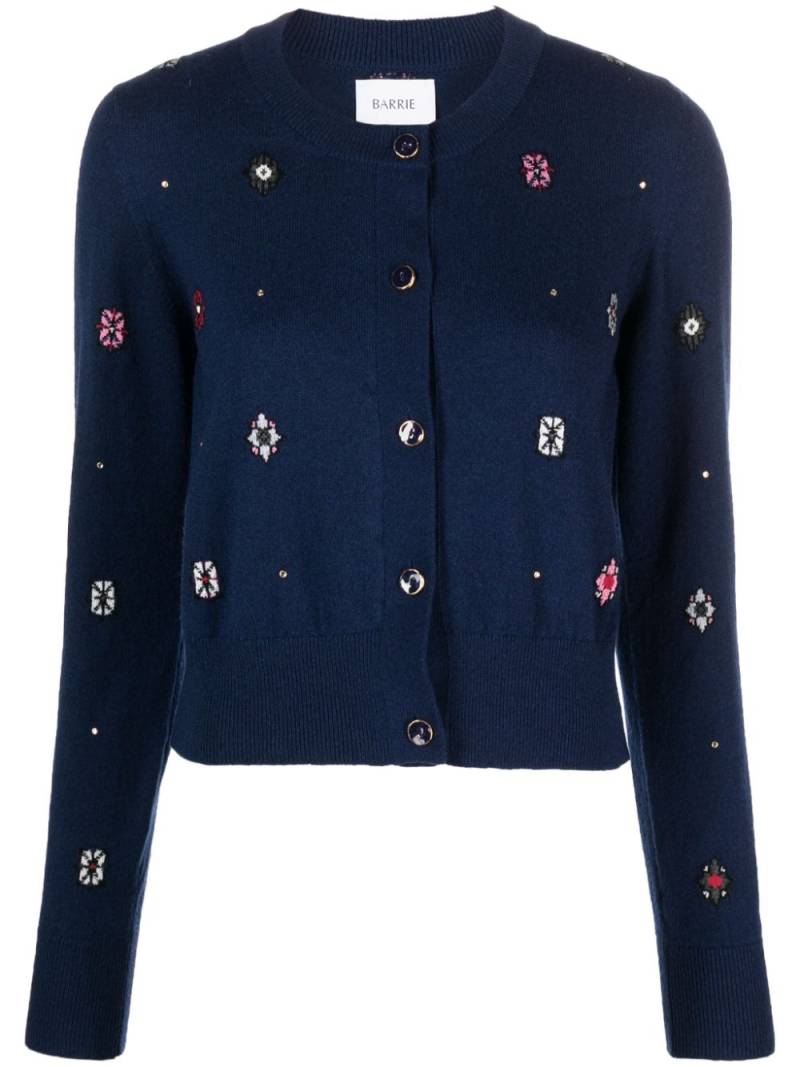 Barrie intarsia-knit round-neck cardigan - Blue von Barrie