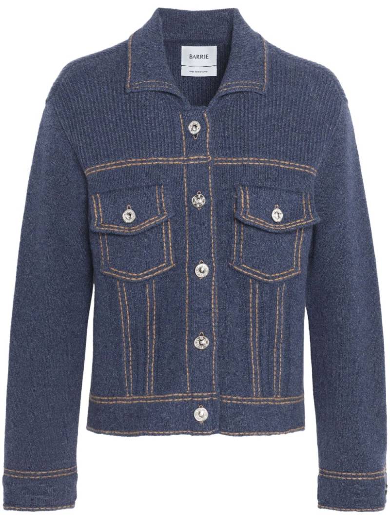 Barrie contrast-stitch knitted jacket - Blue von Barrie