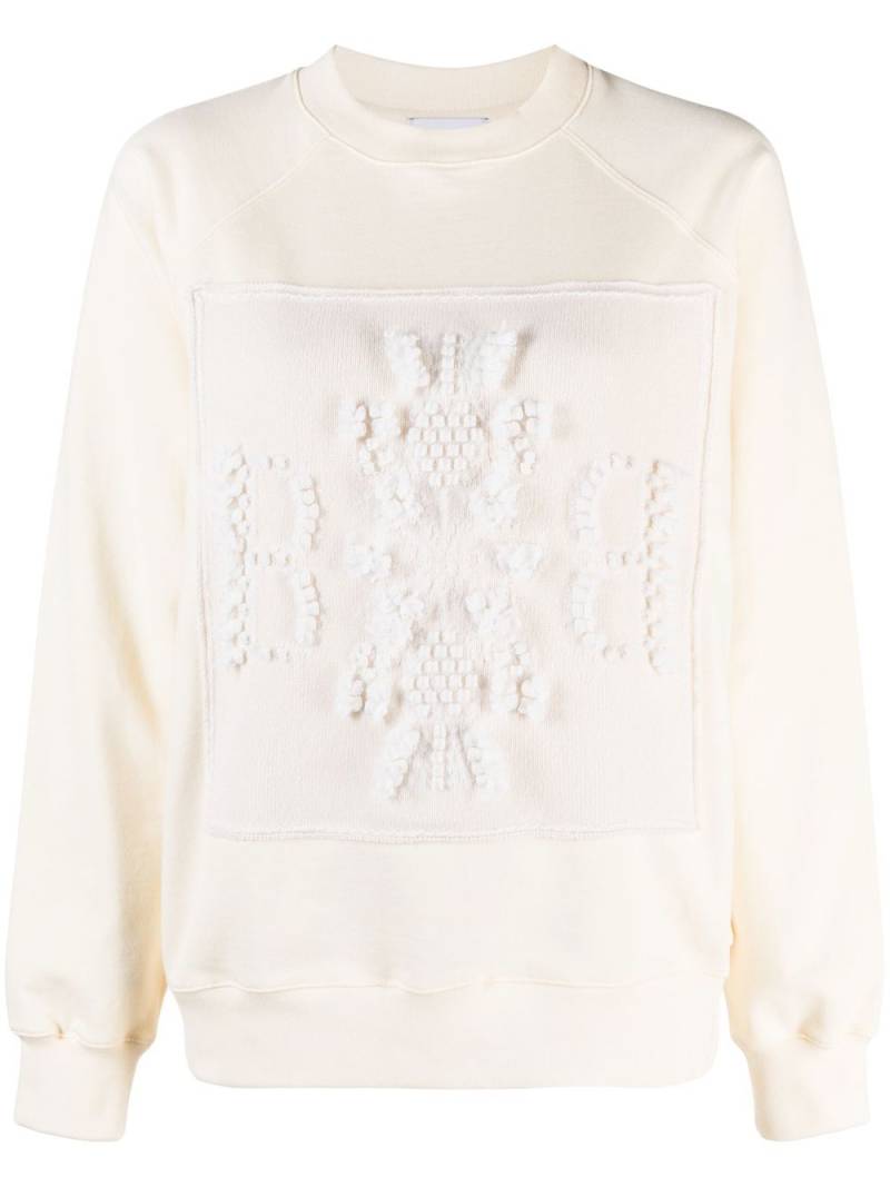 Barrie embroidered panelled sweatshirt - Neutrals von Barrie