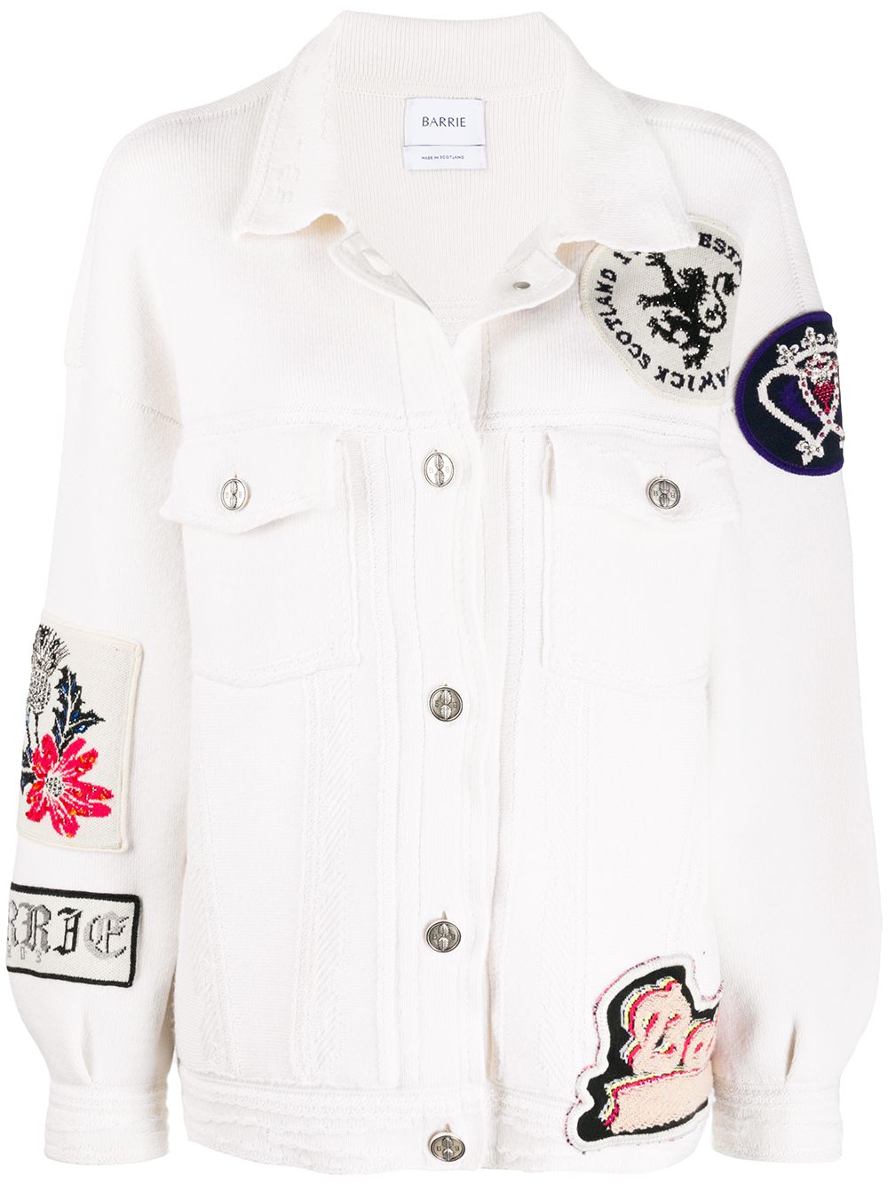 Barrie oversized patchwork detailed knitted jacket - White von Barrie