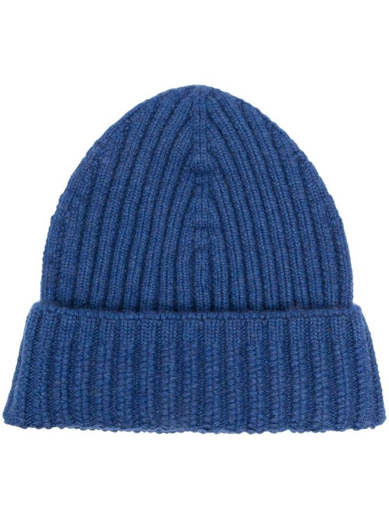 Barrie ribbed cashmere beanie - Blue von Barrie