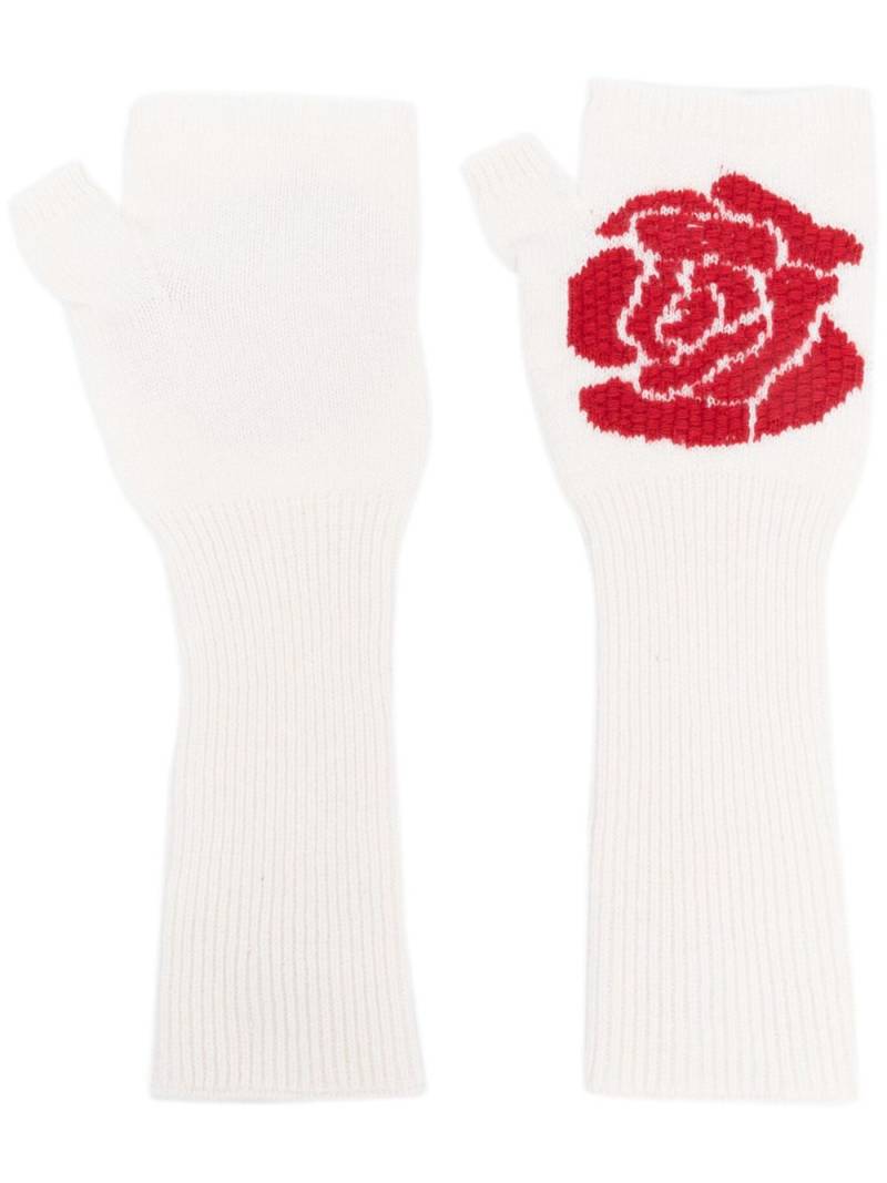 Barrie rose-embroidered fingerless gloves - White von Barrie