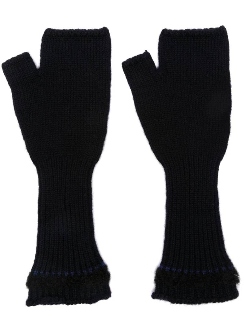 Barrie shearling-trim fingerless gloves - Blue von Barrie