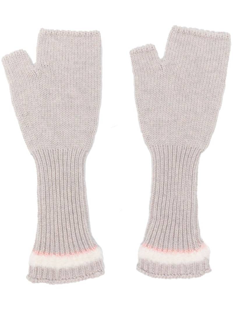 Barrie shearling-trim fingerless gloves - Grey von Barrie