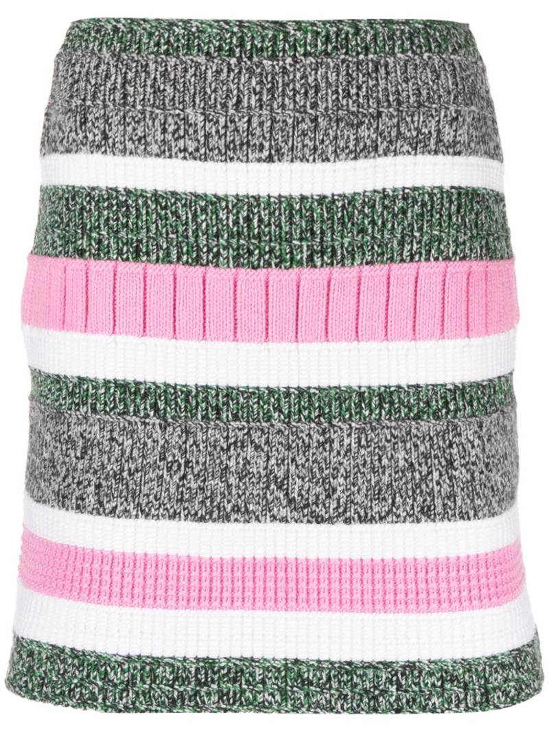 Barrie stripe-pattern cashmere straight skirt - Green von Barrie