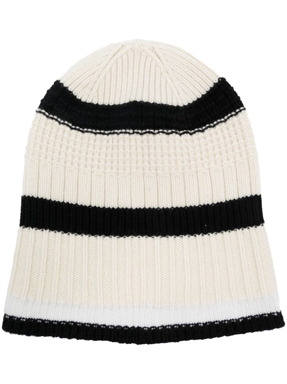 Barrie textured stripes cashmere beanie hat - White von Barrie