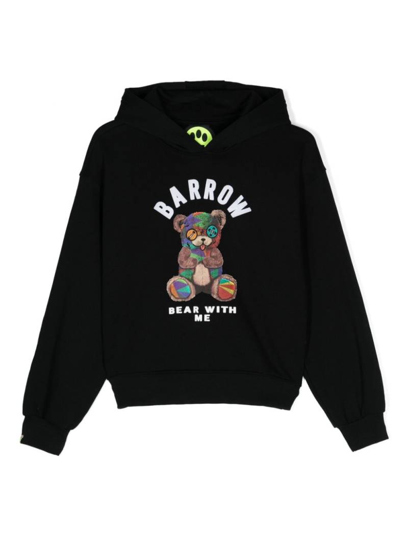 Barrow kids Bear-print cotton hoodie - Black von Barrow kids