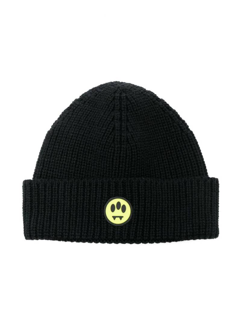 Barrow kids logo-patch purl-knit beanie - Black von Barrow kids