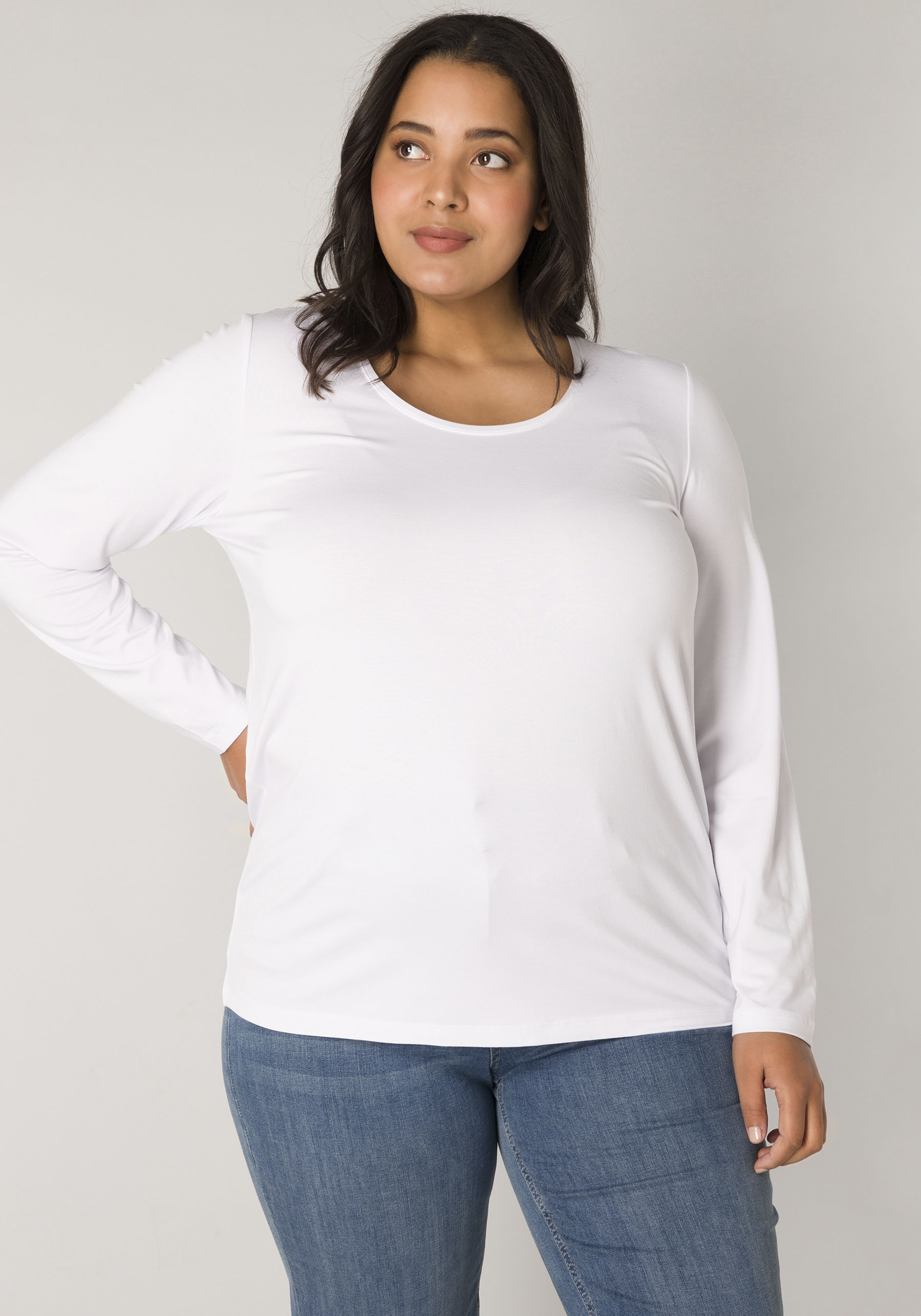 Base Level Curvy Langarmshirt, mit Rundhalsausschnitt von Base Level Curvy