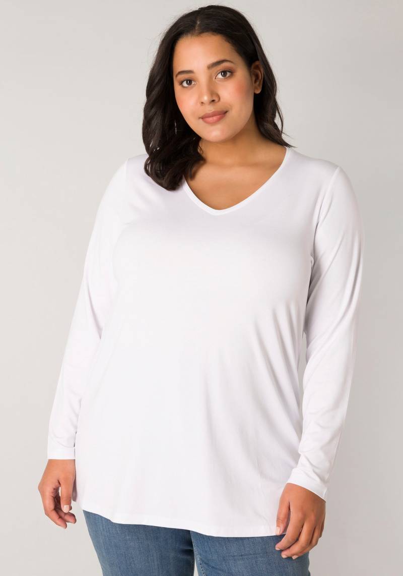 Base Level Curvy Langarmshirt, mit V-Ausschnitt von Base Level Curvy