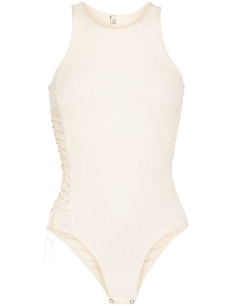 Baserange criss-cross-straps ribbed bodysuit - Neutrals von Baserange