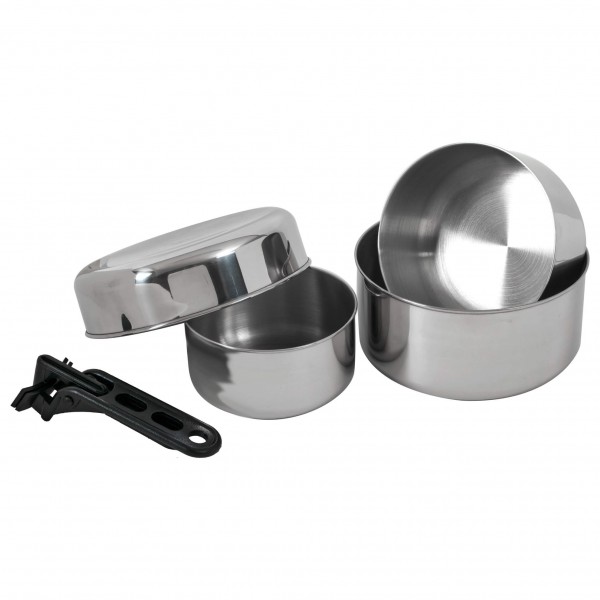 Basic Nature - Biwak Edelstahl 2 - Topf-Set Gr 0,75 + 1,1 + 1,8 l grau Basic Nature - Biwak Edelstahl 2 - Topf-Set Gr 0,75 + 1,1 + 1,8 l grau von Basic Nature