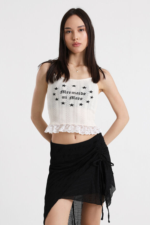 Basic Pleasure Mode Strick Crop Trägertop | Cream | Damen  | L von Basic Pleasure Mode