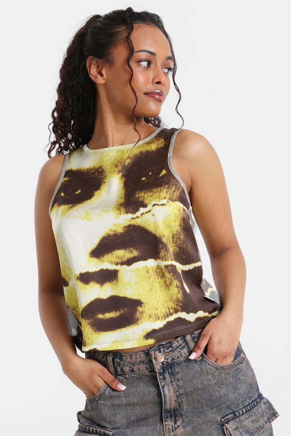 Basic Pleasure Mode Cut-out Tanktop | Yellow + Brown | Damen  | L von Basic Pleasure Mode