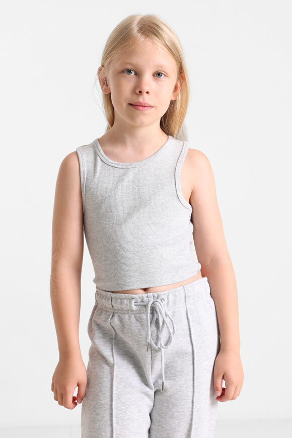 Basigal Girls Geripptes Crop Tanktop | Grau meliert | Mädchen  | 10 von Basigal Girls