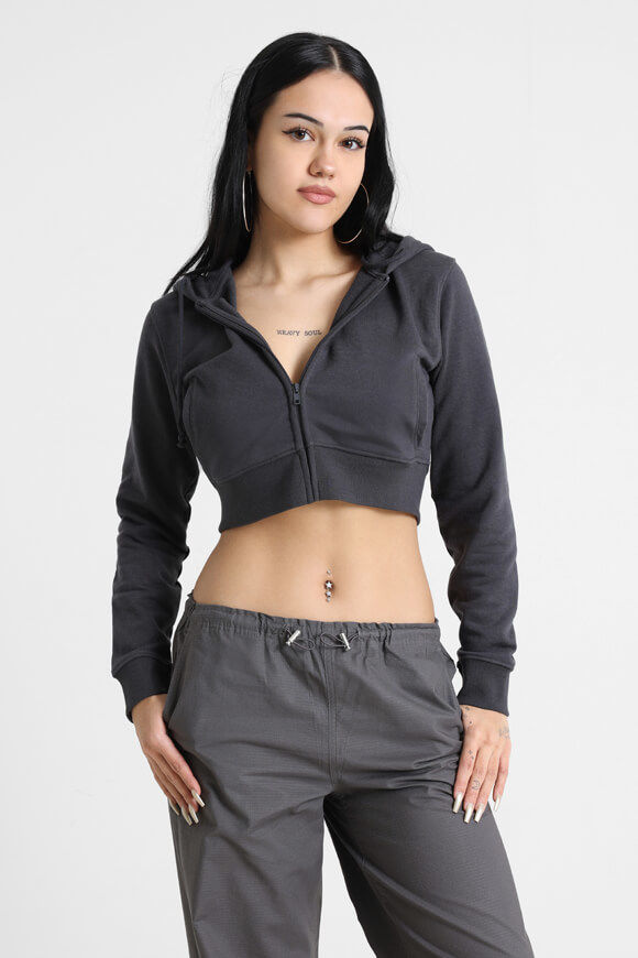 Basigal Crop Kapuzensweatjacke | Anthrazit | Damen  | XS von Basigal