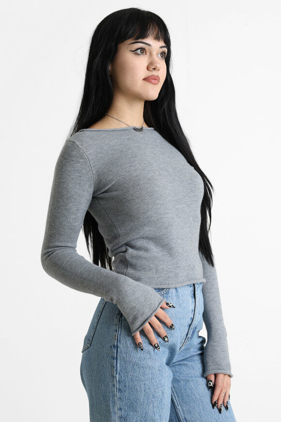 Basigal Crop Strickpullover | Grau meliert | Damen  | XS von Basigal