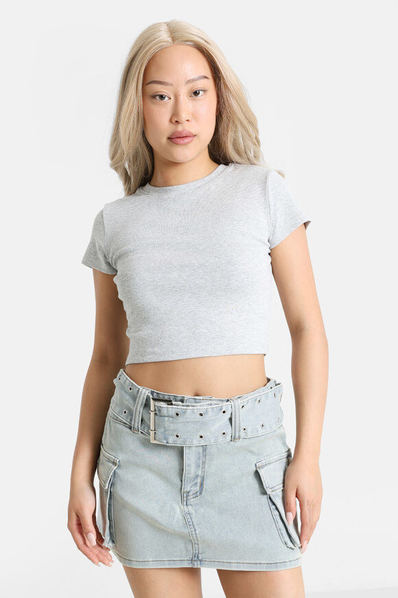 Basigal Crop T-Shirt | Grau meliert | Damen  | L von Basigal