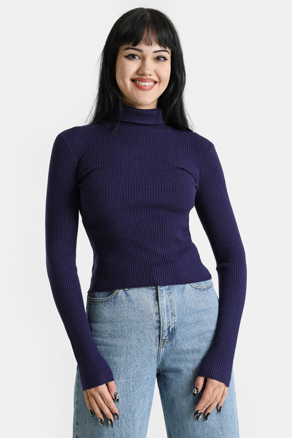 Basigal Gerippter Crop Strickpullover | Marineblau | Damen  | XS von Basigal