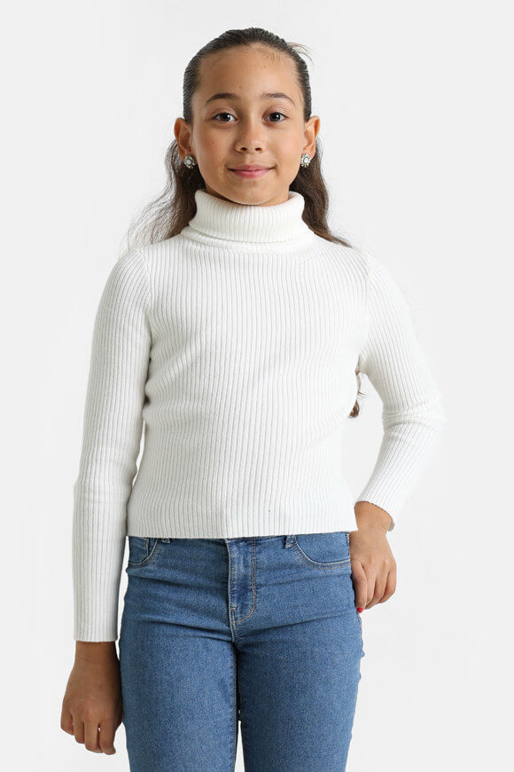 Basigal Gerippter Crop Strickpullover | Offwhite | Mädchen  | 10 von Basigal