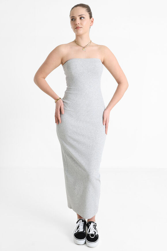 Basigal Geripptes Bandeau Maxikleid | Grau meliert | Damen | M Basigal Geripptes Bandeau Maxikleid | Grau meliert | Damen | M von Basigal