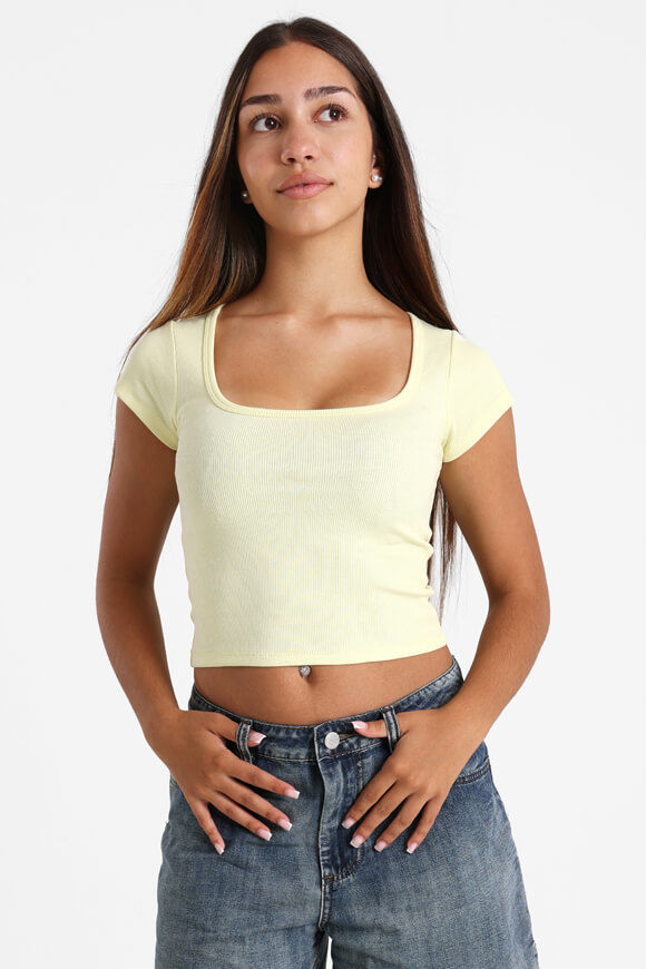 Basigal Geripptes Crop T-Shirt | Gelb | Damen  | L von Basigal