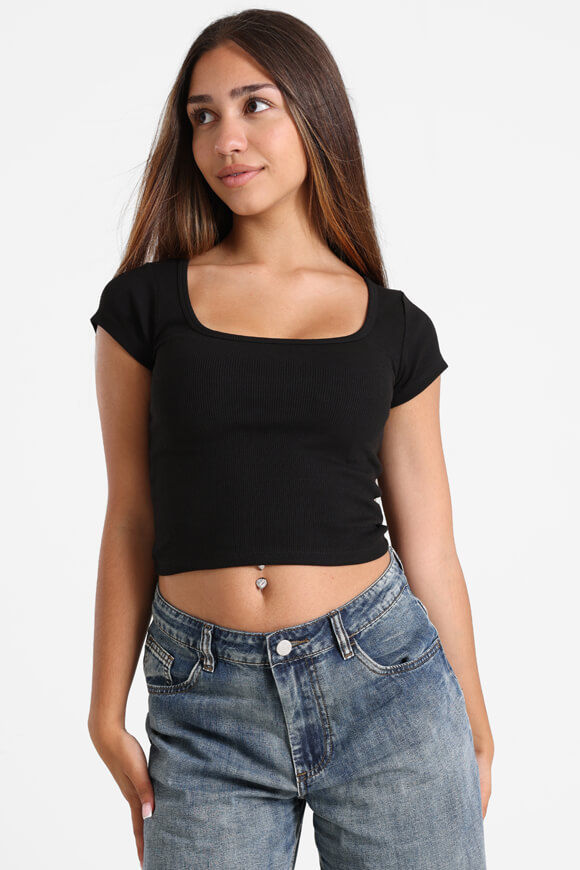 Basigal Geripptes Crop T-Shirt | Schwarz | Damen  | L von Basigal