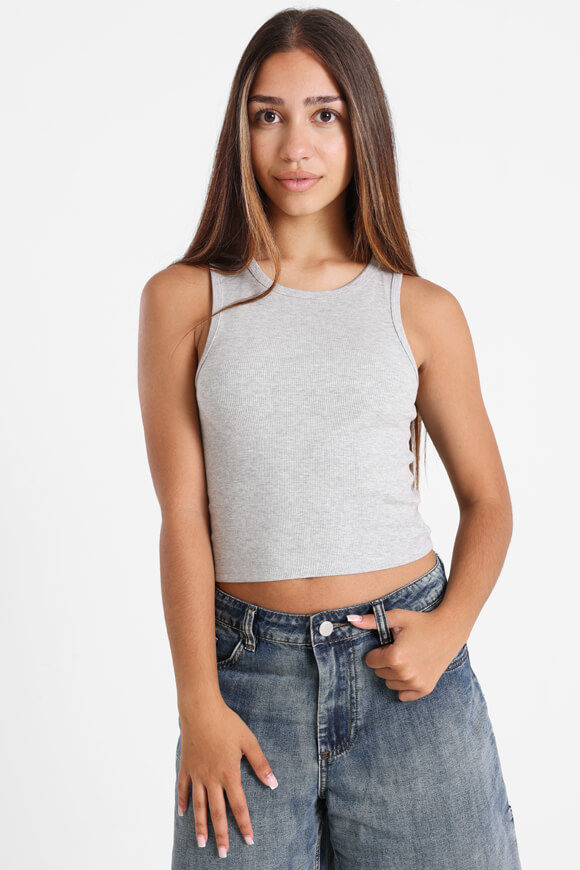 Basigal Geripptes Crop Tanktop | Grau meliert | Damen  | L von Basigal