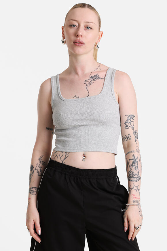 Basigal Geripptes Crop Tanktop | Grau meliert | Damen  | L von Basigal