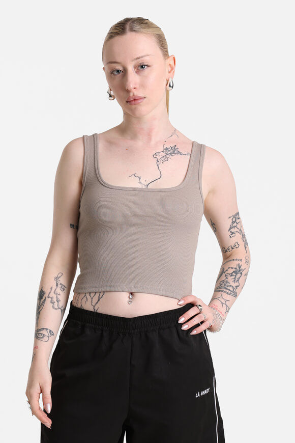 Basigal Geripptes Crop Tanktop | Taupe | Damen  | L von Basigal