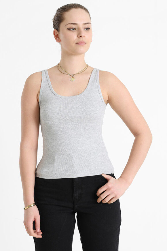 Basigal Geripptes Tanktop | Grau meliert | Damen  | L von Basigal